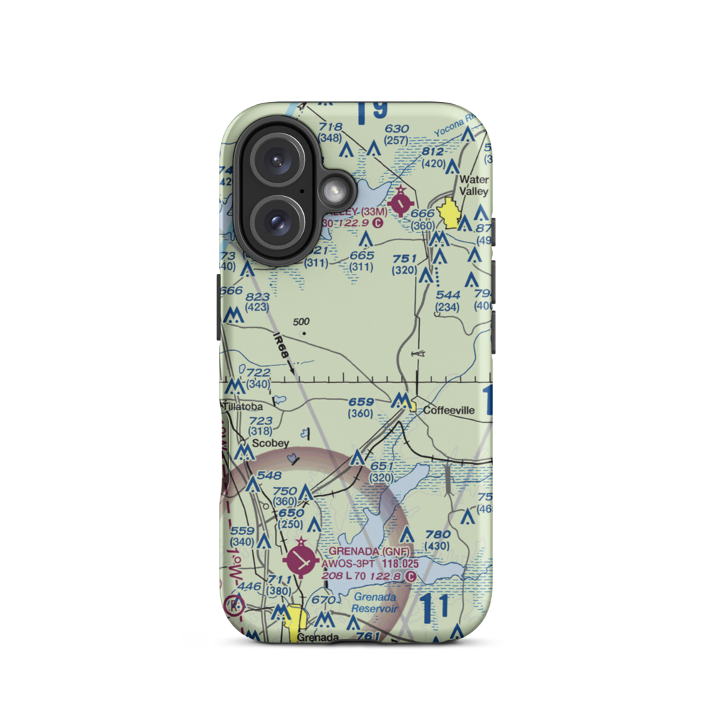 Burney Farms Airport (MS54) VFR Sectional  Tough iPhone Case iPhone 16 model shown