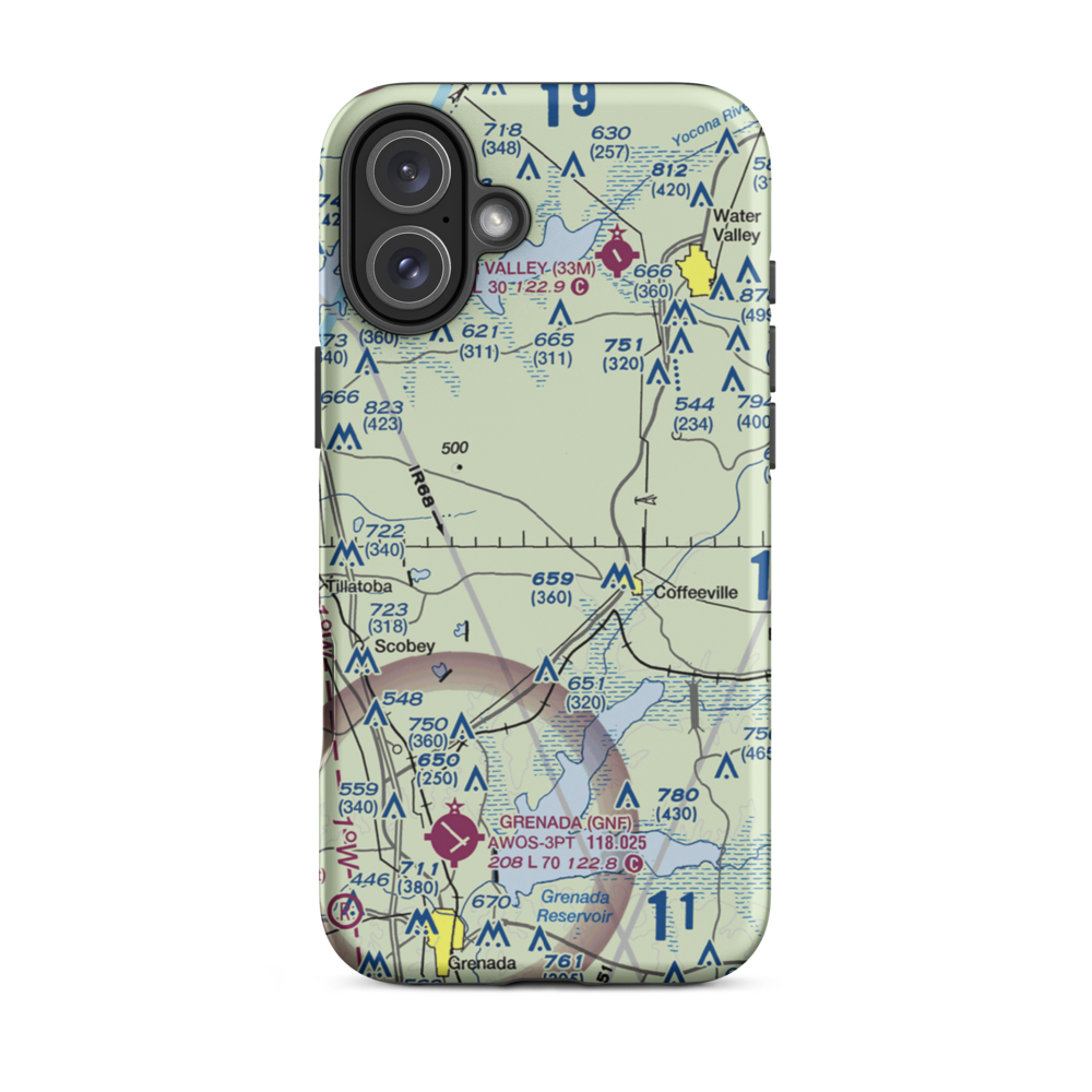 Burney Farms Airport (MS54) VFR Sectional  Tough iPhone Case iPhone 16 Plus model shown