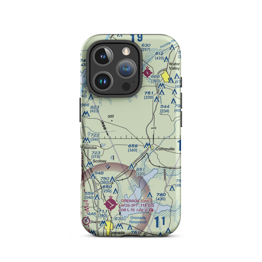 Burney Farms Airport (MS54) VFR Sectional  Tough iPhone Case iPhone 16 Pro model shown