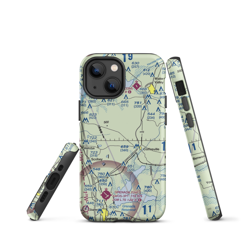 Burney Farms Airport (MS54) VFR Sectional  Tough iPhone Case iPhone 13 mini model shown