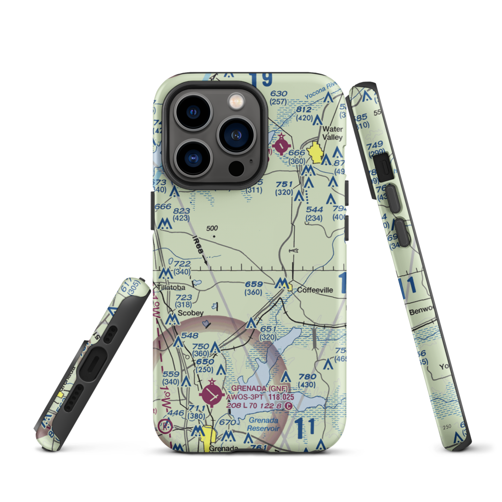 Burney Farms Airport (MS54) VFR Sectional  Tough iPhone Case iPhone 13 Pro model shown