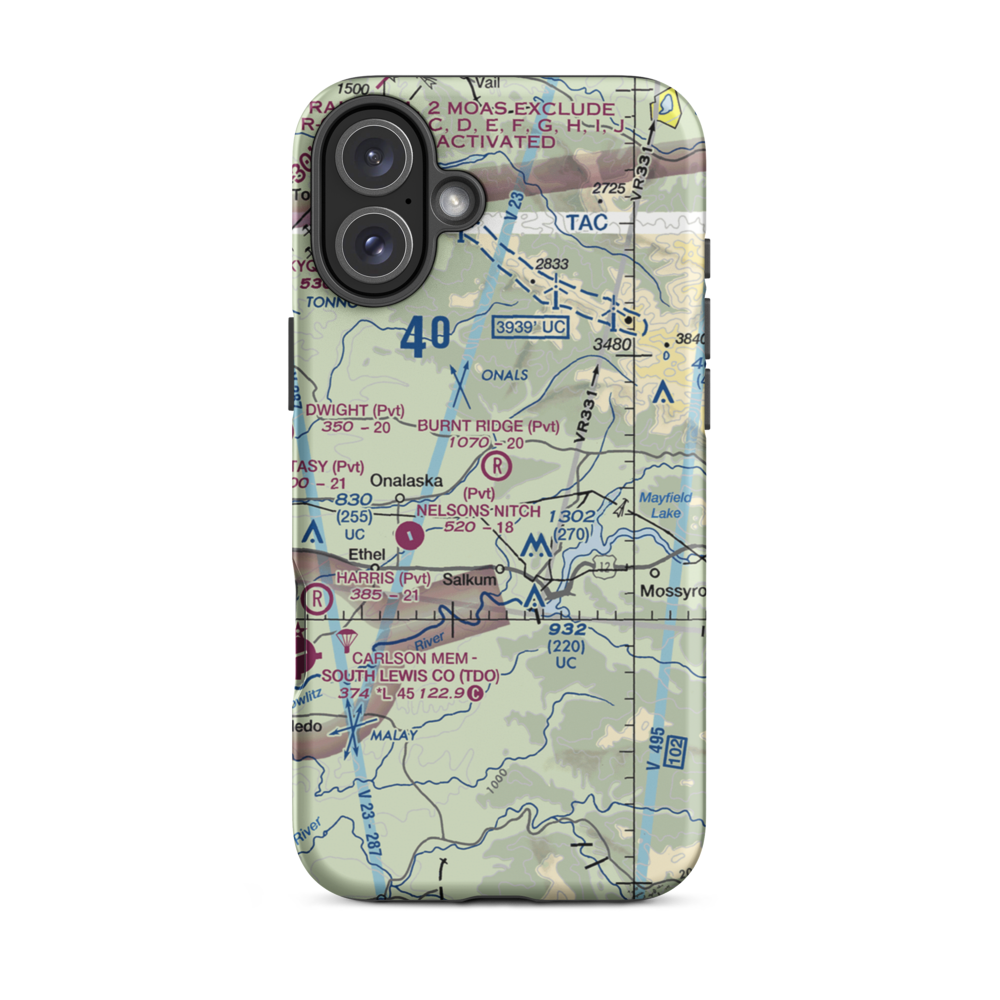 Burnt Ridge Airstrip (WN74) VFR Sectional  Tough iPhone Case iPhone 16 Plus model shown