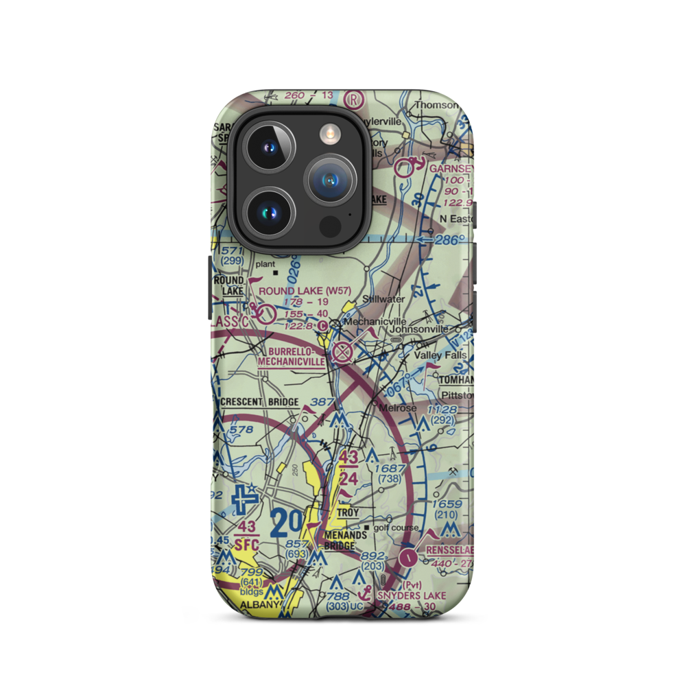 Burrello-Mechanicville Airport (K27) VFR Sectional  Tough iPhone Case iPhone 16 Pro model shown