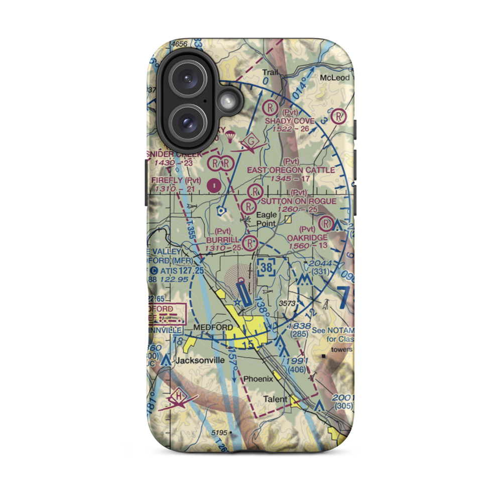Burrill Airport (OR97) VFR Sectional  Tough iPhone Case iPhone 16 Plus model shown