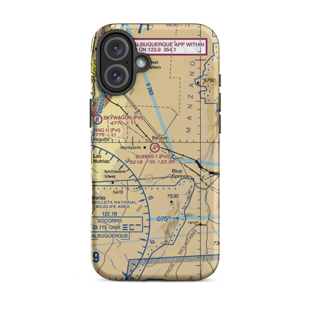 Burris Ranch Nr 1 Airport (55NM) VFR Sectional  Tough iPhone Case iPhone 16 Plus model shown
