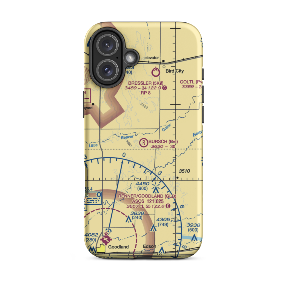 Bursch Private Airport (4KS8) VFR Sectional  Tough iPhone Case iPhone 16 Plus model shown