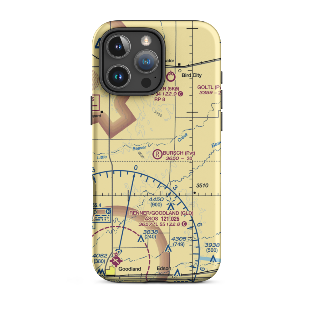 Bursch Private Airport (4KS8) VFR Sectional  Tough iPhone Case iPhone 16 Pro Max model shown