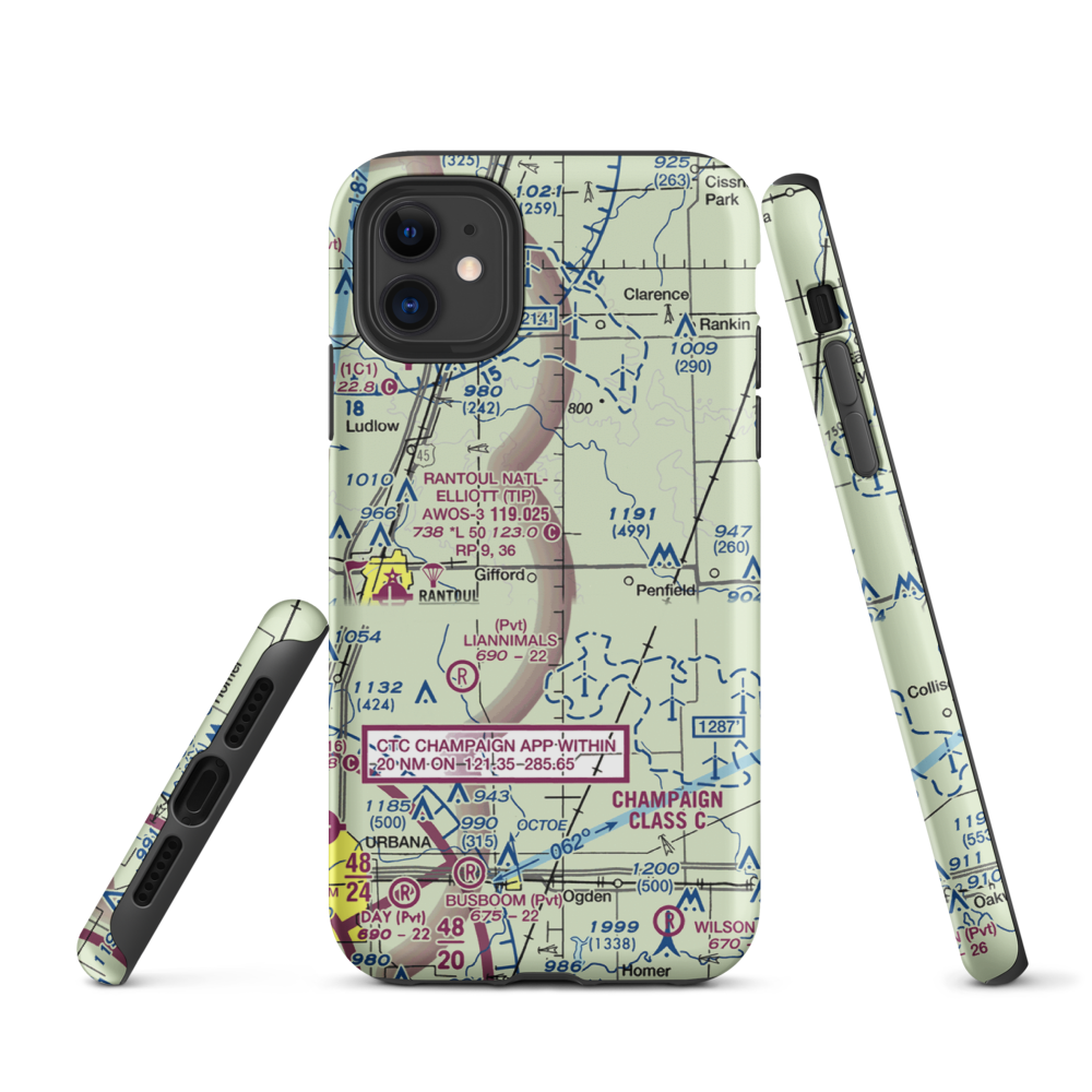 Busboom Airport (IL45) VFR Sectional  Tough iPhone Case iPhone 11 model shown