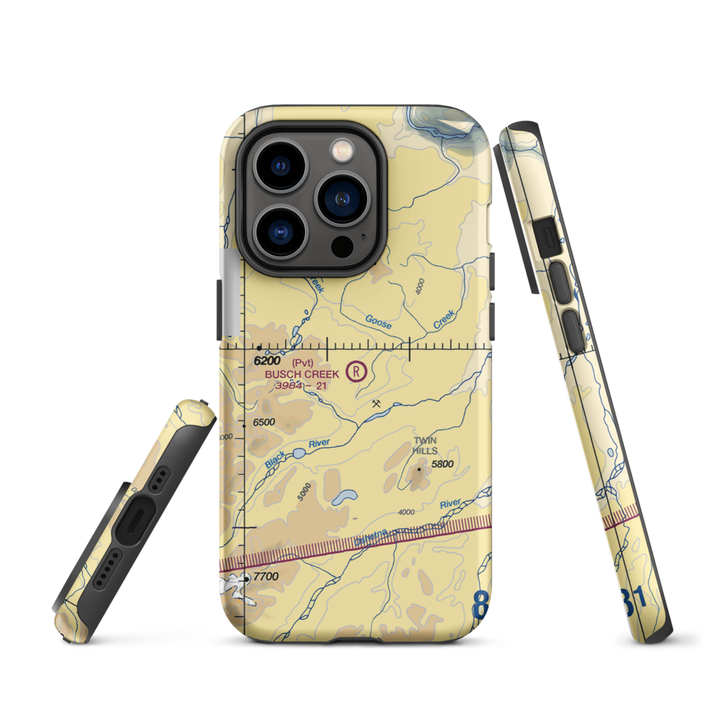 Busch Creek Airport (AA09) VFR Sectional  Tough iPhone Case iPhone 14 Pro model shown