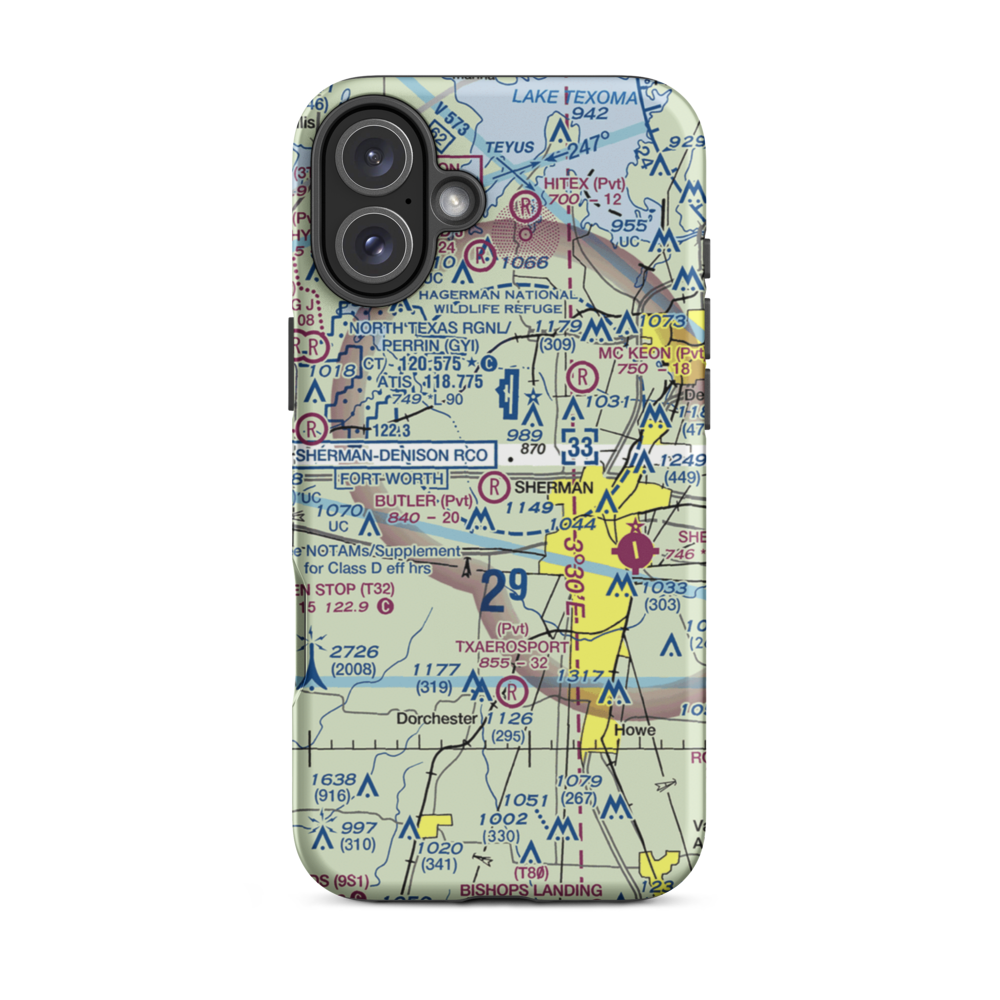 Butler Airport (11TX) VFR Sectional  Tough iPhone Case iPhone 16 Plus model shown