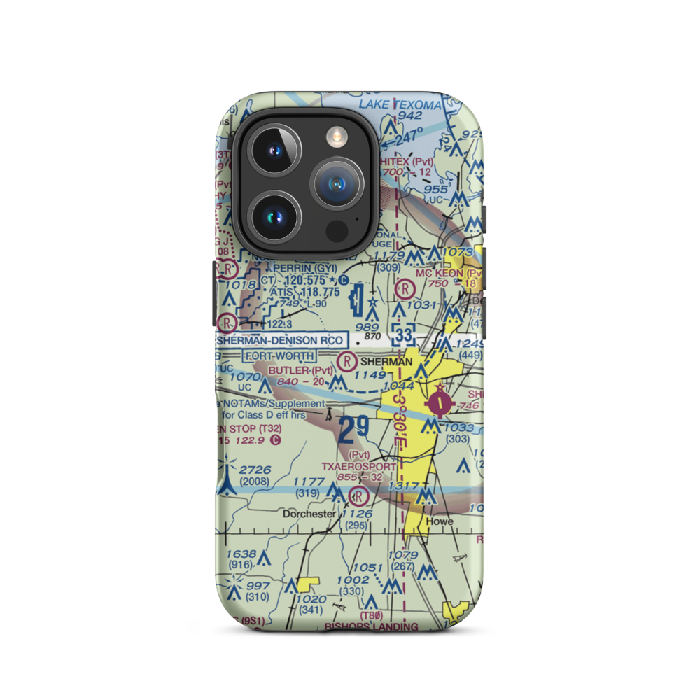 Butler Airport (11TX) VFR Sectional  Tough iPhone Case iPhone 16 Pro model shown