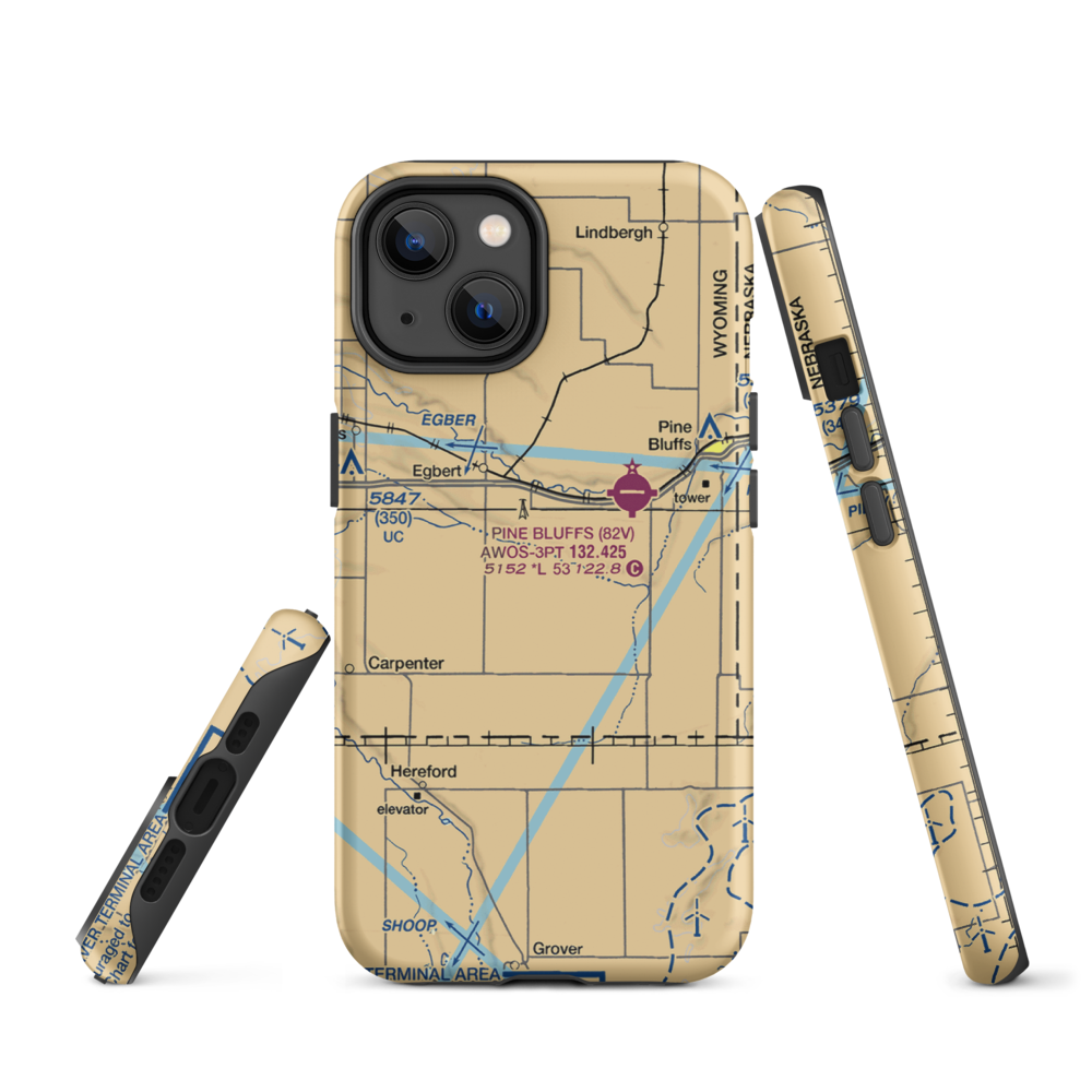 Butler Airport (WY19) VFR Sectional  Tough iPhone Case iPhone 14 model shown