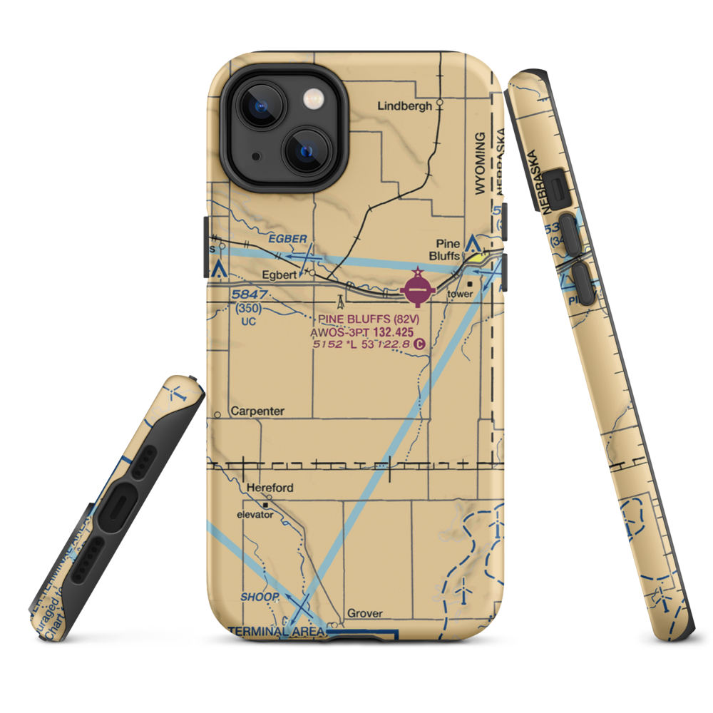 Butler Airport (WY19) VFR Sectional  Tough iPhone Case iPhone 14 Plus model shown