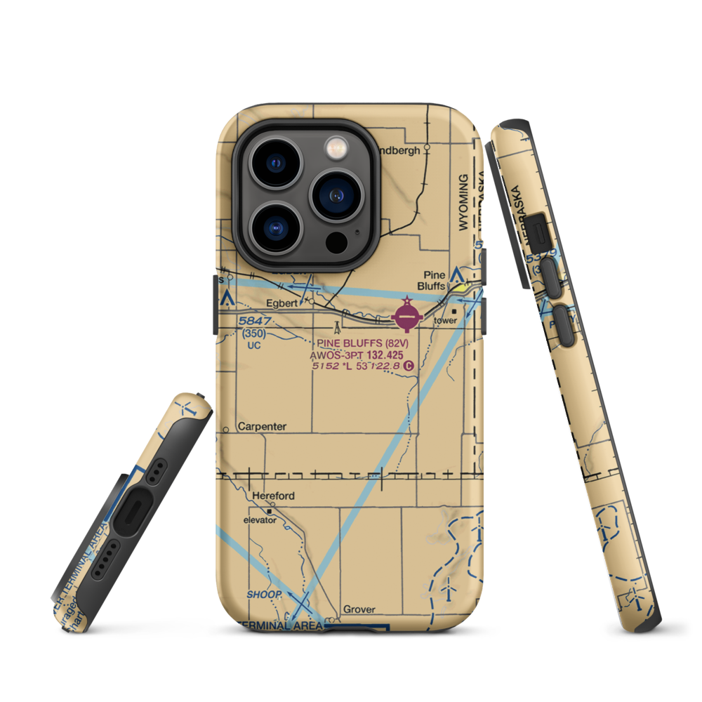 Butler Airport (WY19) VFR Sectional  Tough iPhone Case iPhone 14 Pro model shown