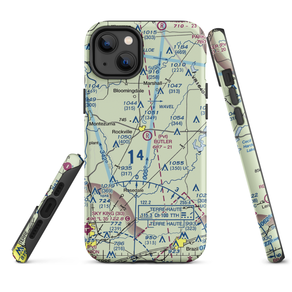 Butler Field (IN46) VFR Sectional  Tough iPhone Case iPhone 14 Plus model shown
