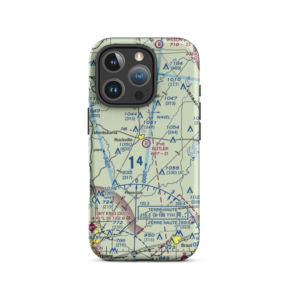 Butler Field (IN46) VFR Sectional  Tough iPhone Case iPhone 16 Pro model shown