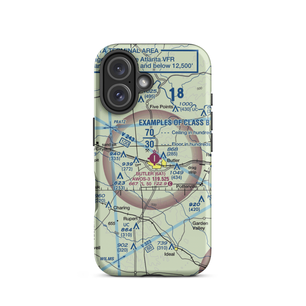Butler Municipal Airport (6A1) VFR Sectional  Tough iPhone Case iPhone 16 model shown