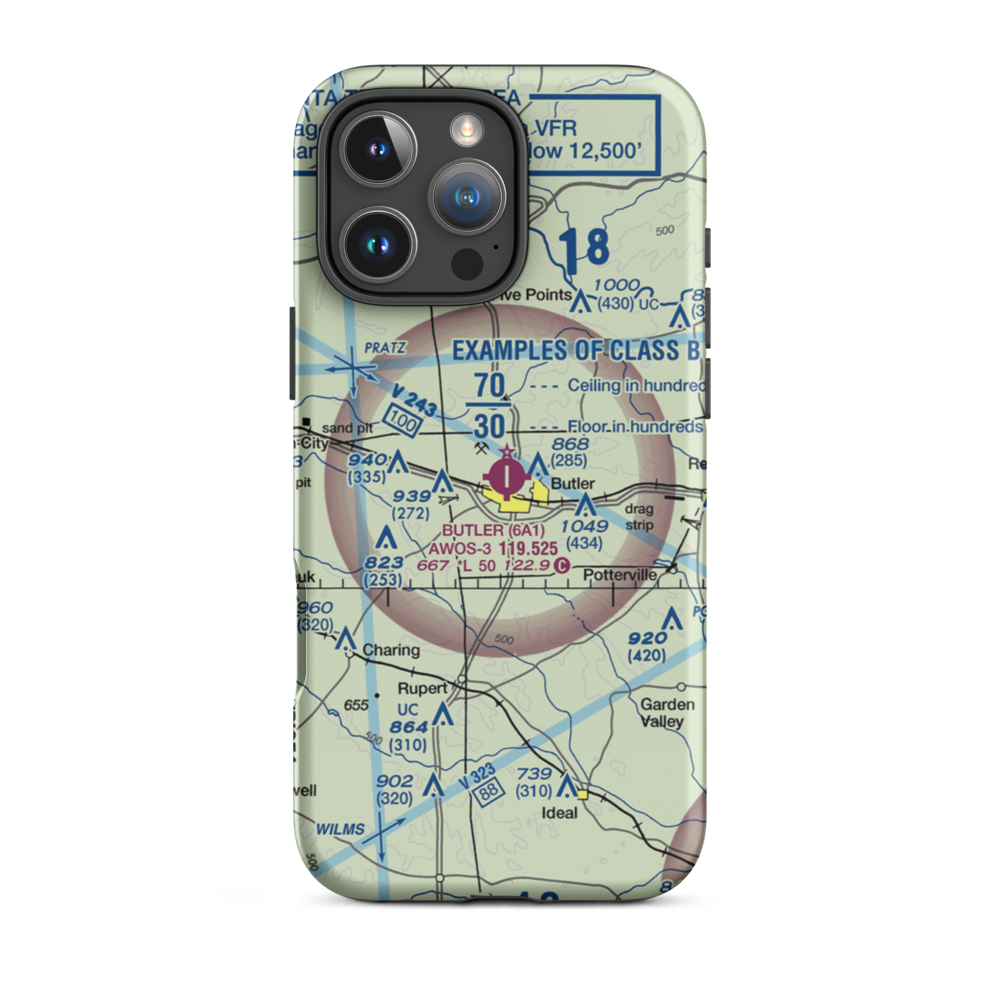 Butler Municipal Airport (6A1) VFR Sectional  Tough iPhone Case iPhone 16 Pro Max model shown