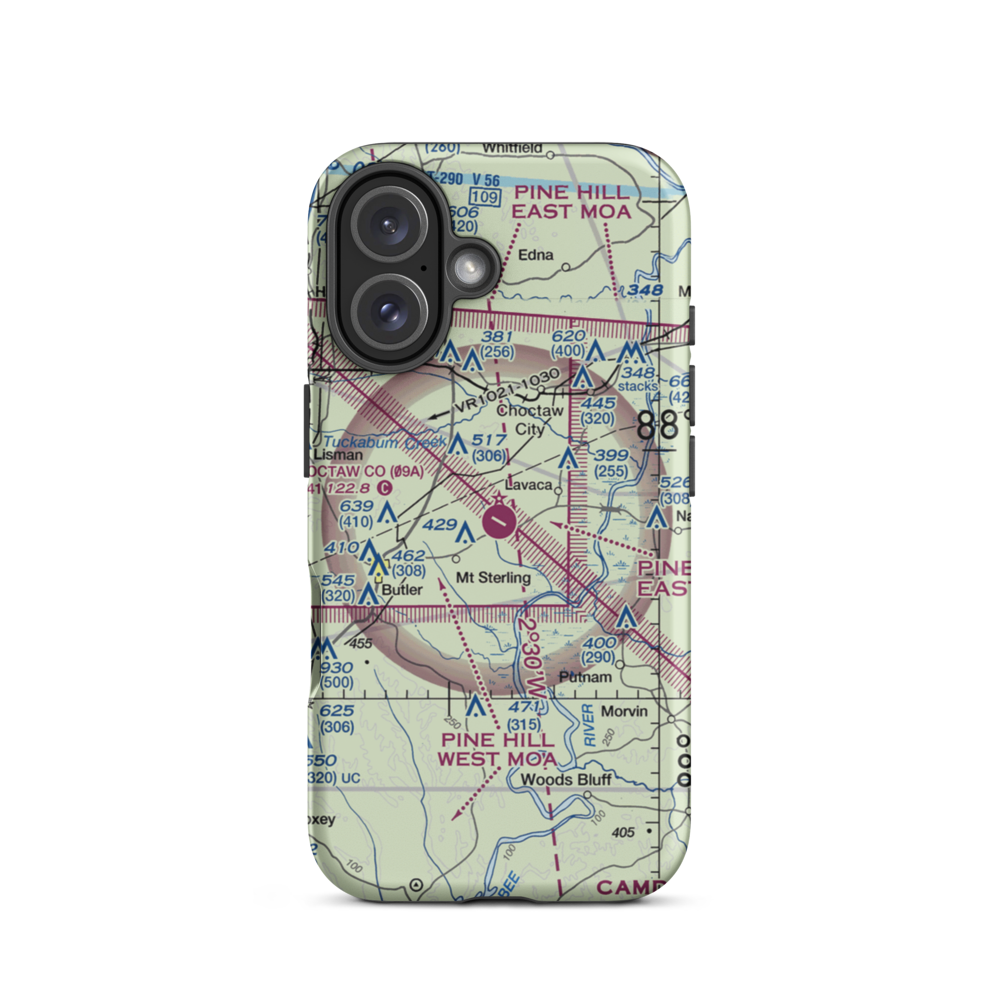 Butler-Choctaw County Airport (09A) VFR Sectional  Tough iPhone Case iPhone 16 model shown