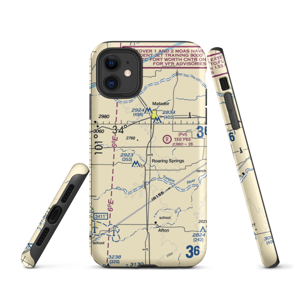Buzz Field (0TE3) VFR Sectional  Tough iPhone Case iPhone 11 model shown