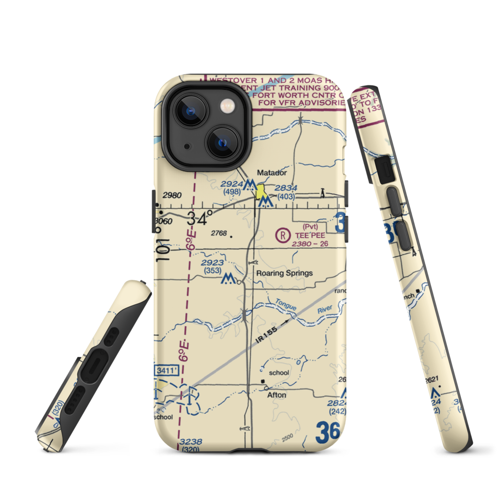Buzz Field (0TE3) VFR Sectional  Tough iPhone Case iPhone 14 model shown