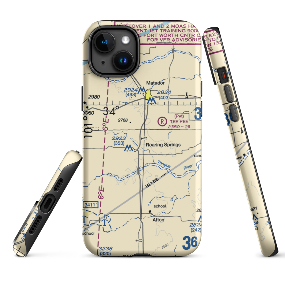 Buzz Field (0TE3) VFR Sectional  Tough iPhone Case iPhone 15 Plus model shown