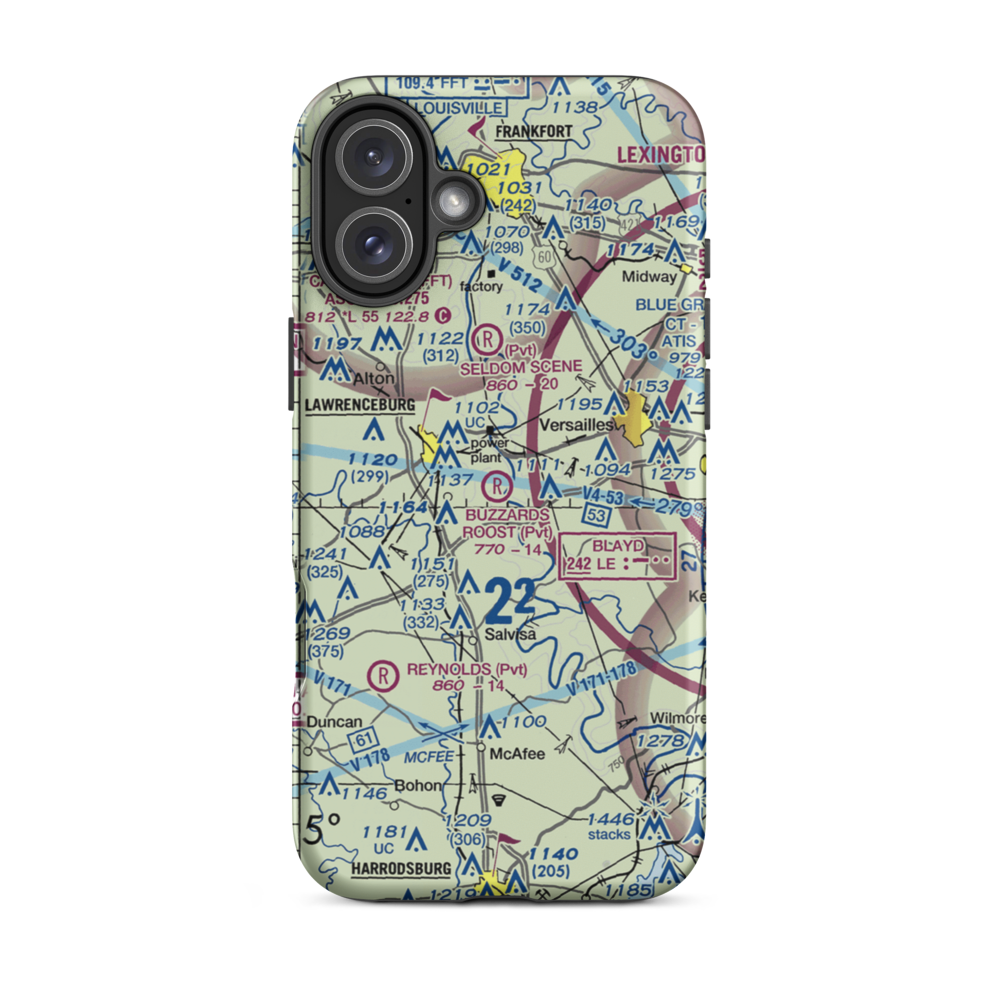 Buzzard's Roost Airport (76KY) VFR Sectional  Tough iPhone Case iPhone 16 Plus model shown