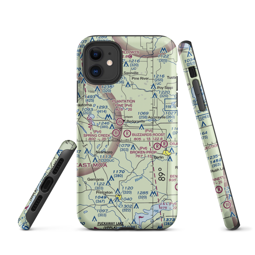 Buzzards Roost Airport (1WI7) VFR Sectional  Tough iPhone Case iPhone 11 model shown