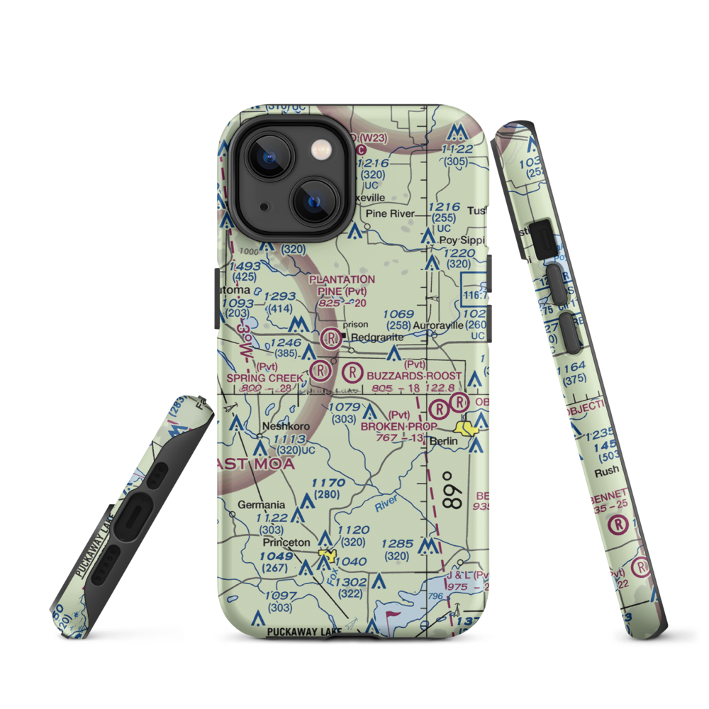 Buzzards Roost Airport (1WI7) VFR Sectional  Tough iPhone Case iPhone 14 model shown