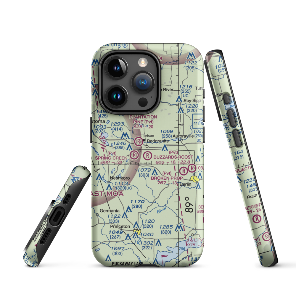 Buzzards Roost Airport (1WI7) VFR Sectional  Tough iPhone Case iPhone 15 Pro model shown