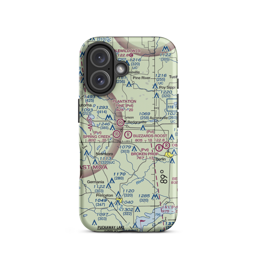 Buzzards Roost Airport (1WI7) VFR Sectional  Tough iPhone Case iPhone 16 model shown