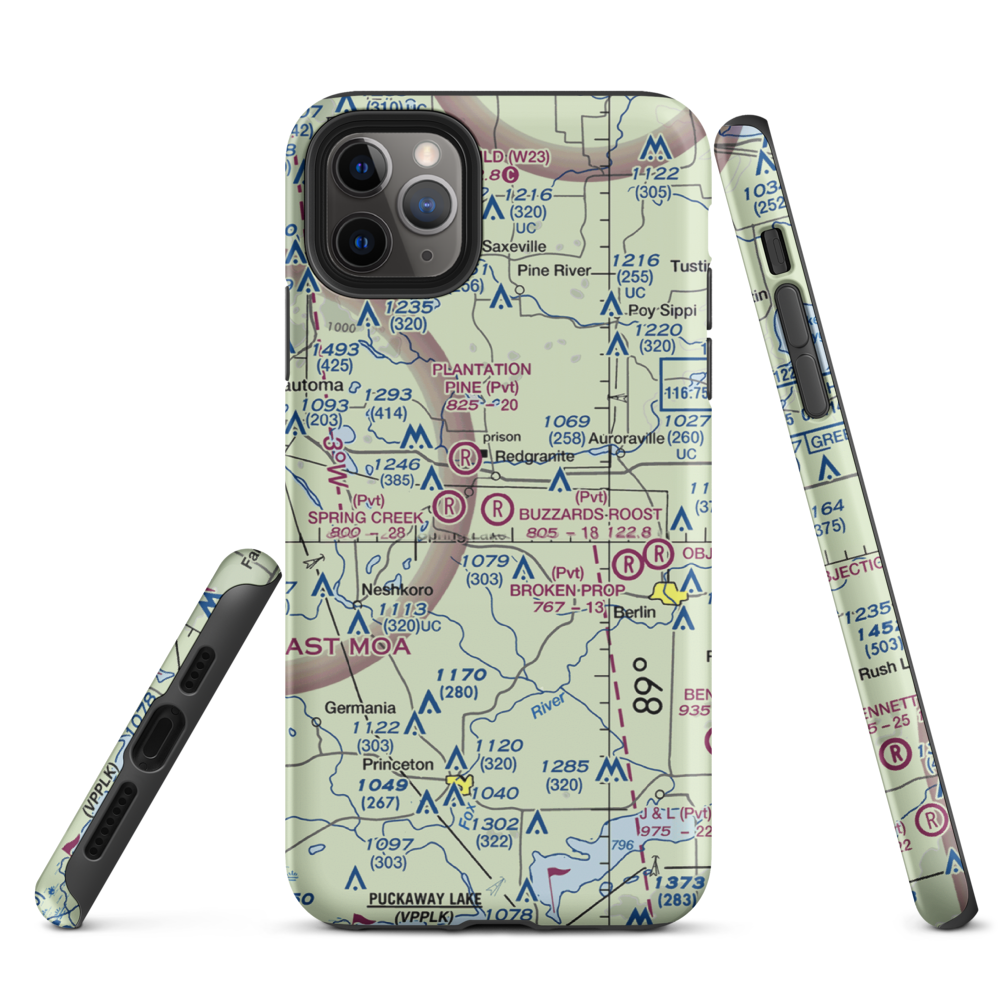 Buzzards Roost Airport (1WI7) VFR Sectional  Tough iPhone Case iPhone 11 Pro Max model shown