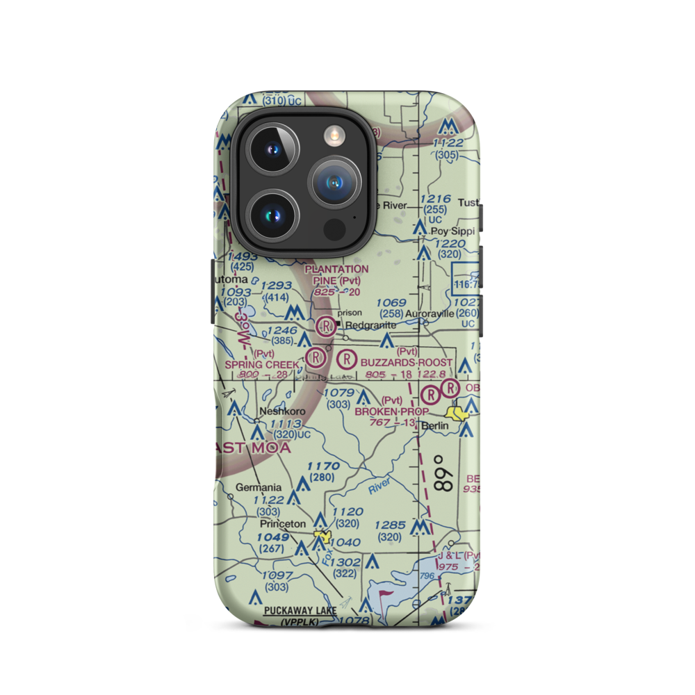 Buzzards Roost Airport (1WI7) VFR Sectional  Tough iPhone Case iPhone 16 Pro model shown
