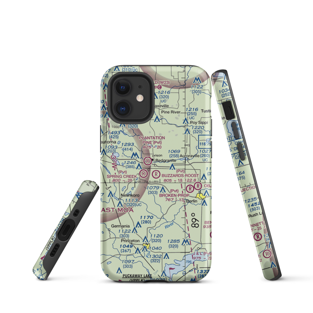 Buzzards Roost Airport (1WI7) VFR Sectional  Tough iPhone Case iPhone 12 mini model shown