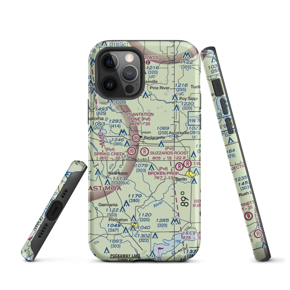 Buzzards Roost Airport (1WI7) VFR Sectional  Tough iPhone Case iPhone 12 Pro model shown