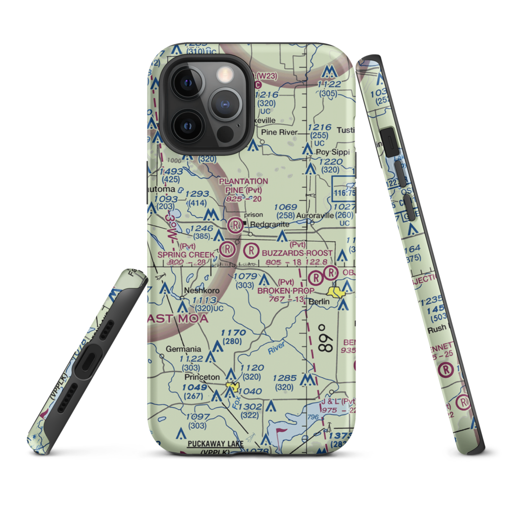 Buzzards Roost Airport (1WI7) VFR Sectional  Tough iPhone Case iPhone 12 Pro Max model shown