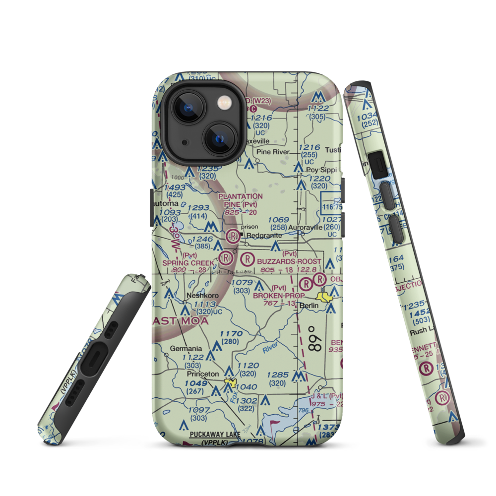 Buzzards Roost Airport (1WI7) VFR Sectional  Tough iPhone Case iPhone 13 model shown