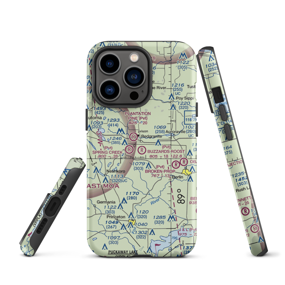 Buzzards Roost Airport (1WI7) VFR Sectional  Tough iPhone Case iPhone 13 Pro model shown