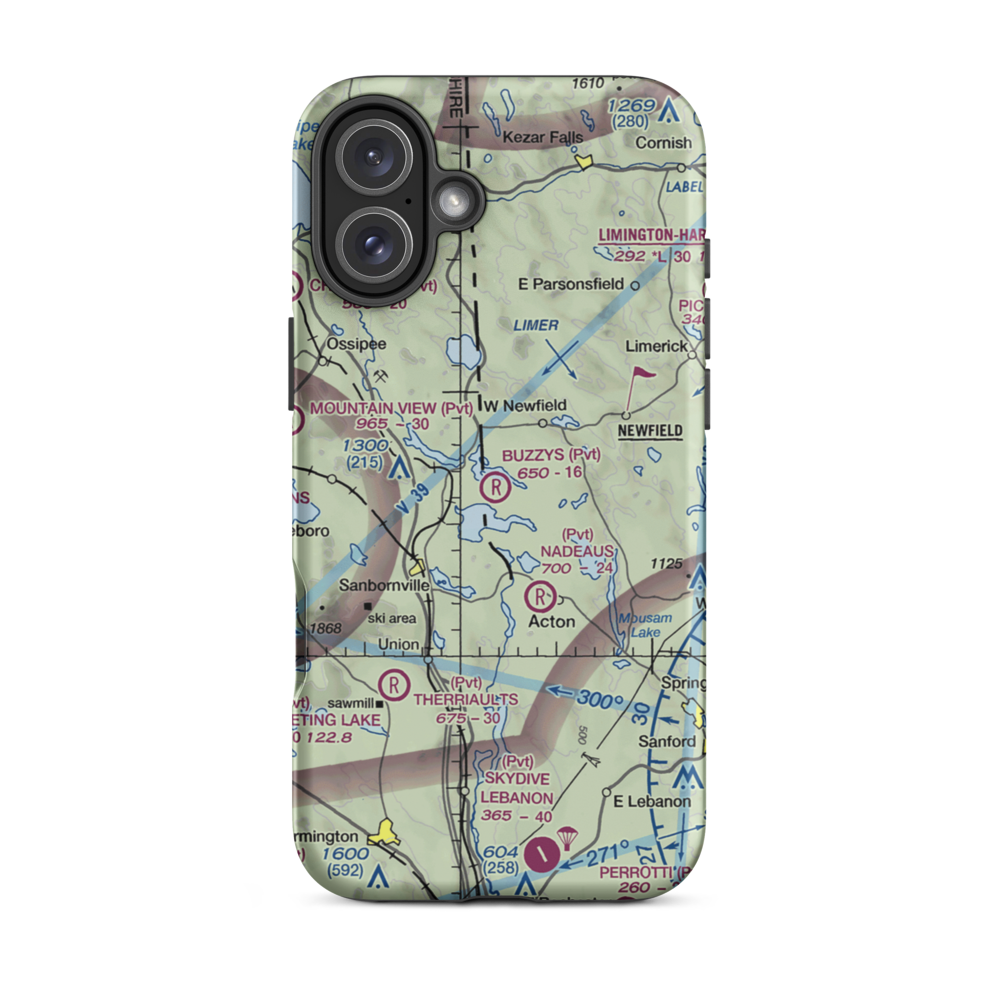 Buzzy's Field (ME89) VFR Sectional  Tough iPhone Case iPhone 16 Plus model shown