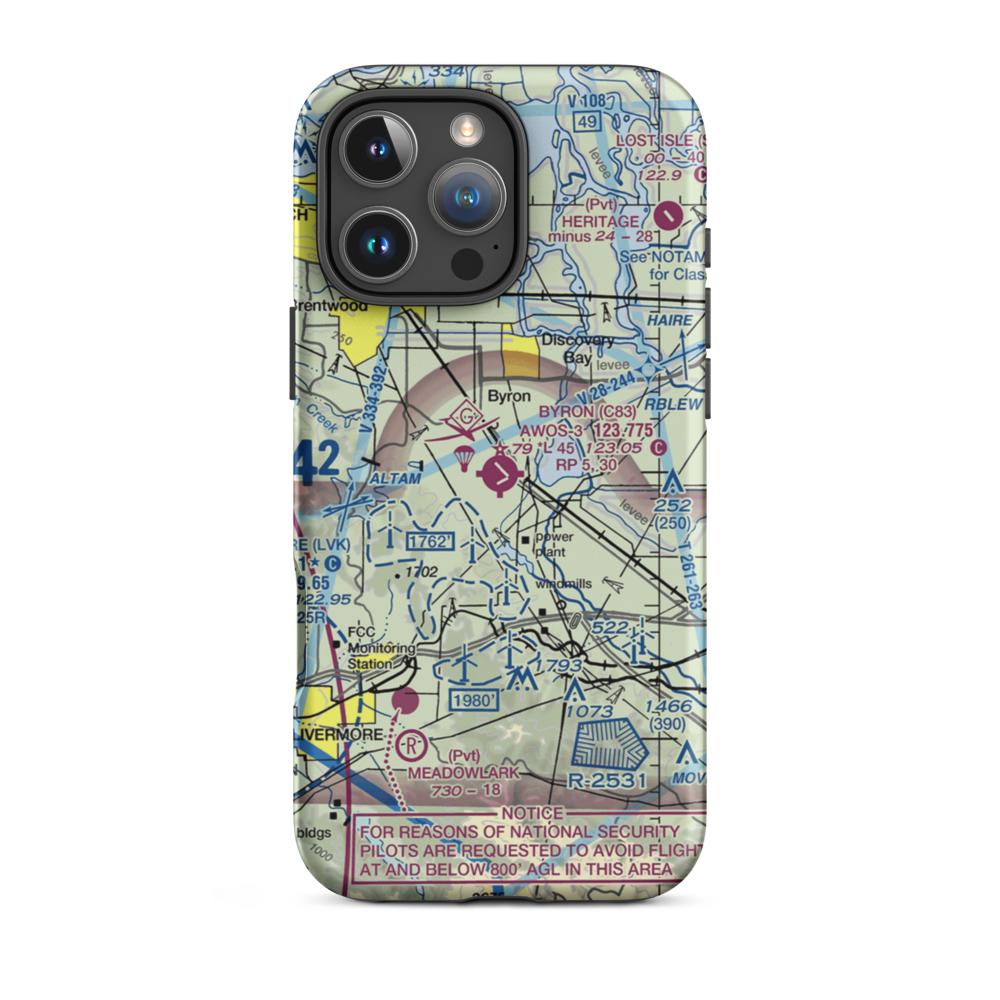 Byron Airport (C83) VFR Sectional  Tough iPhone Case iPhone 16 Pro Max model shown