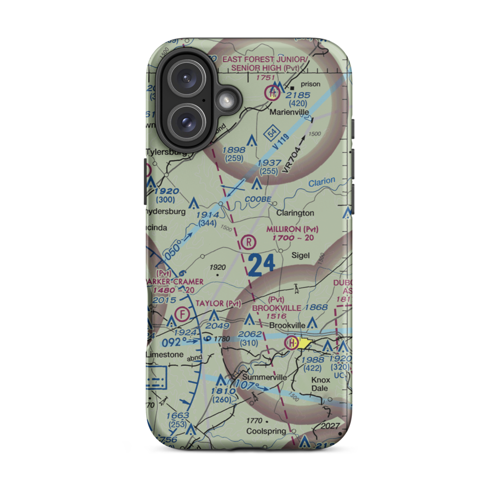 C & W Milliron Flying Field (PN13) VFR Sectional  Tough iPhone Case iPhone 16 Plus model shown