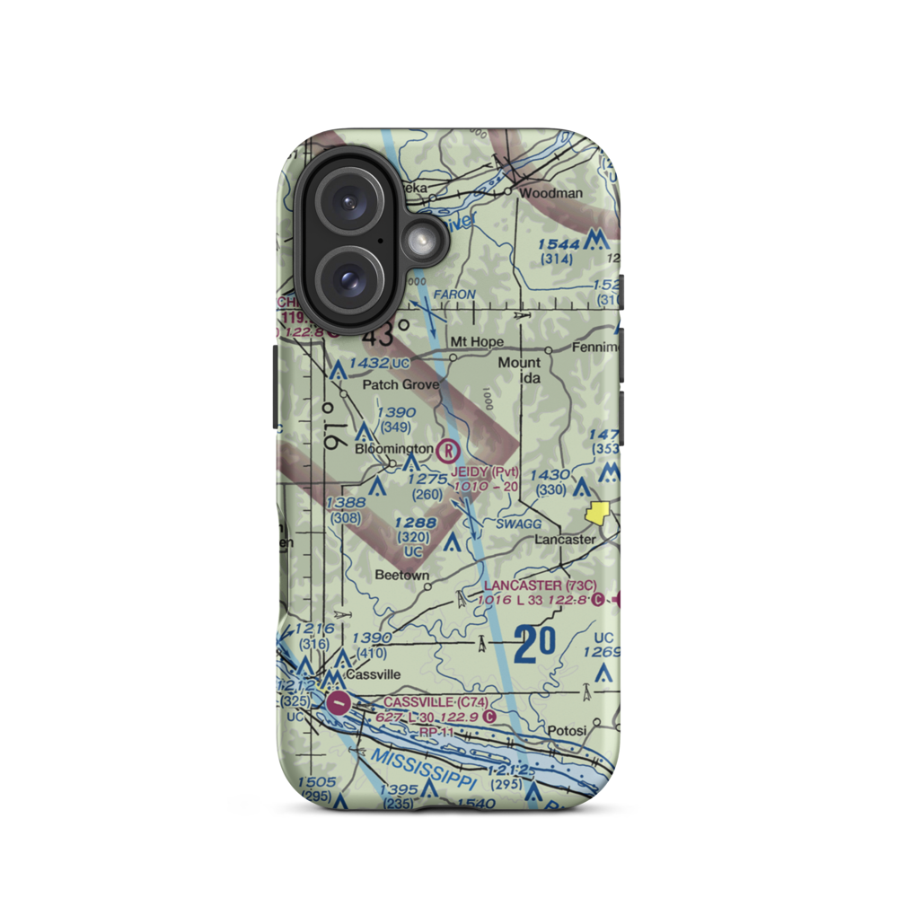 C Jeidy Farms Airport (WI56) VFR Sectional  Tough iPhone Case iPhone 16 model shown