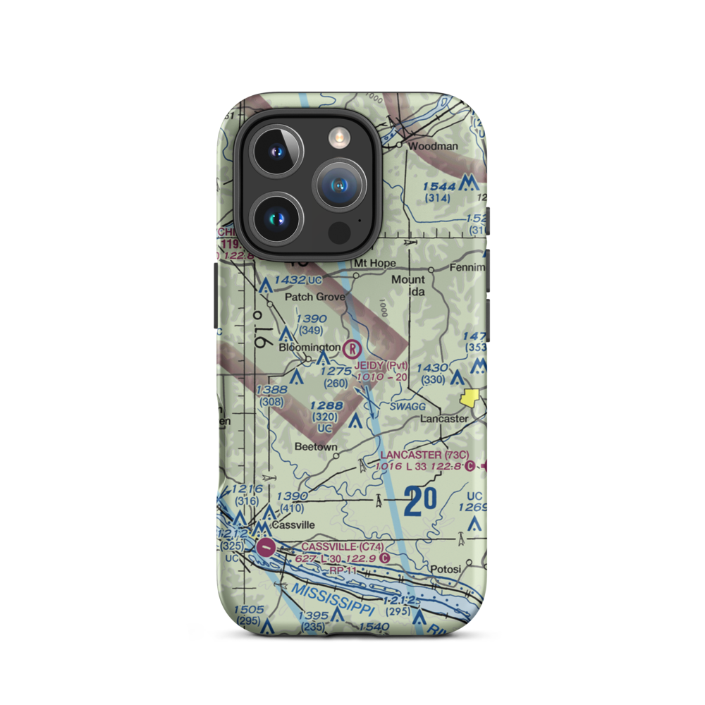 C Jeidy Farms Airport (WI56) VFR Sectional  Tough iPhone Case iPhone 16 Pro model shown