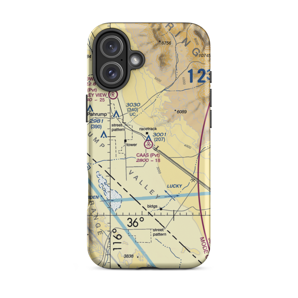 Caas Airport (NV98) VFR Sectional  Tough iPhone Case iPhone 16 Plus model shown