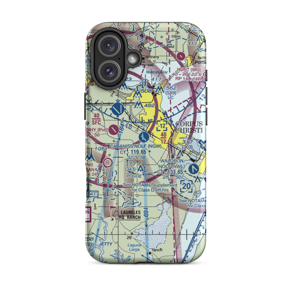 Cabaniss Field Nolf Airport (NGW) VFR Sectional  Tough iPhone Case iPhone 16 Plus model shown