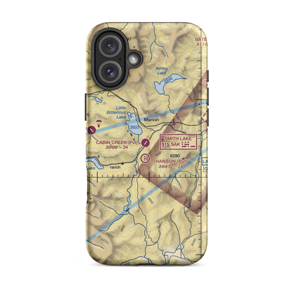 Cabin Creek Landing Airport (97MT) VFR Sectional  Tough iPhone Case iPhone 16 Plus model shown