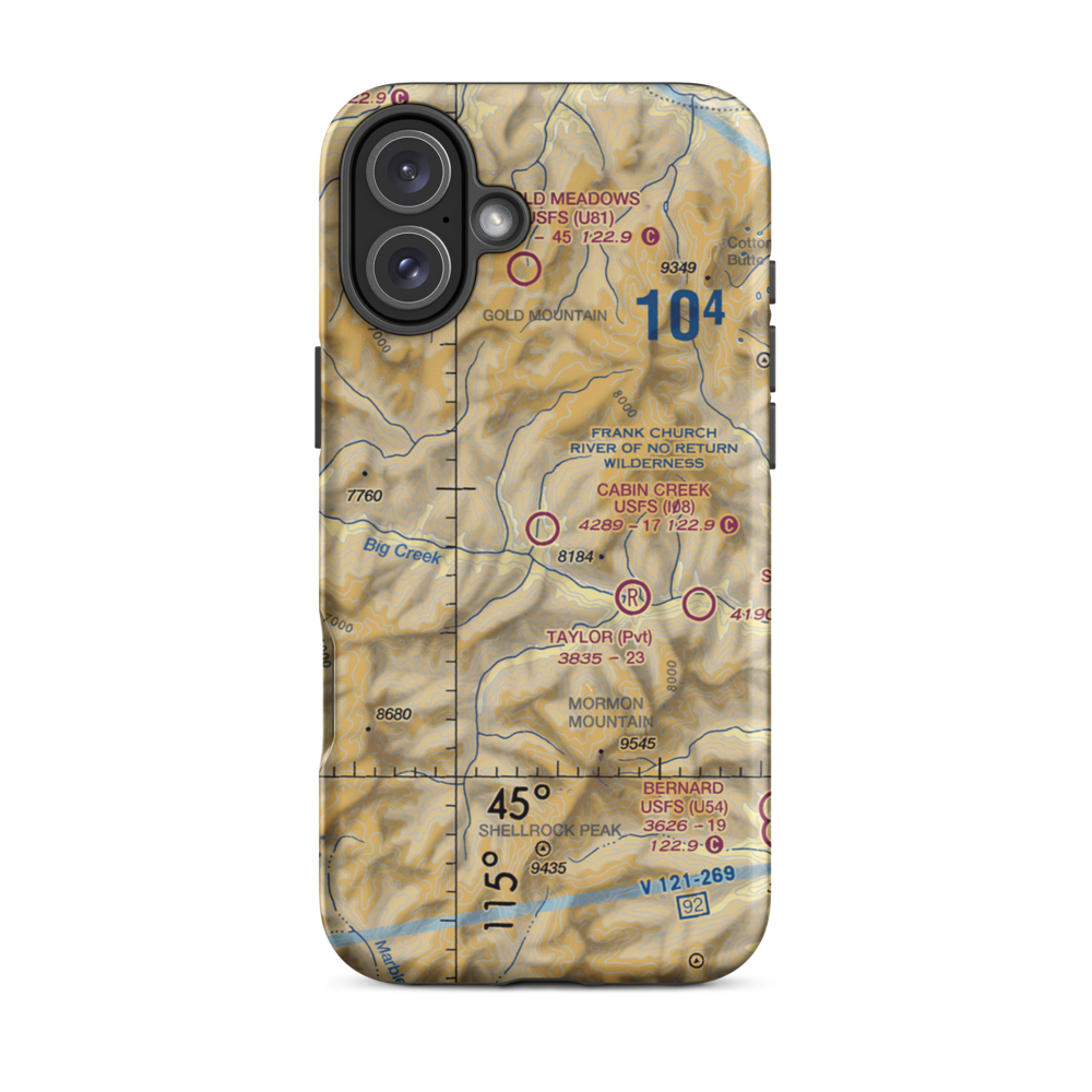 Cabin Creek US Forest Service Airport (I08) VFR Sectional  Tough iPhone Case iPhone 16 Plus model shown