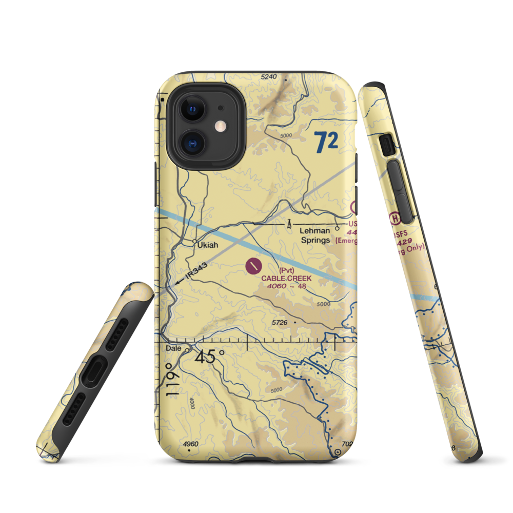 Cable Creek Ranch Airport (96OR) VFR Sectional  Tough iPhone Case iPhone 11 model shown