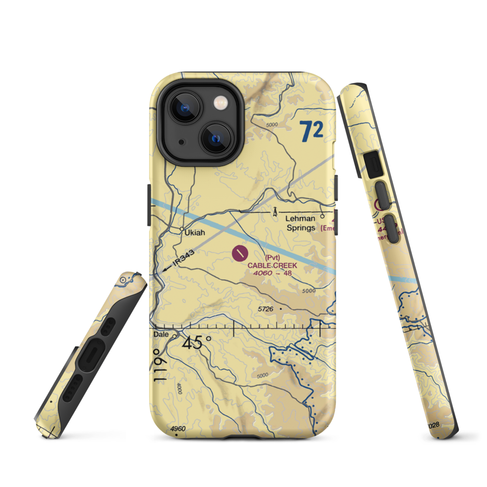 Cable Creek Ranch Airport (96OR) VFR Sectional  Tough iPhone Case iPhone 14 model shown