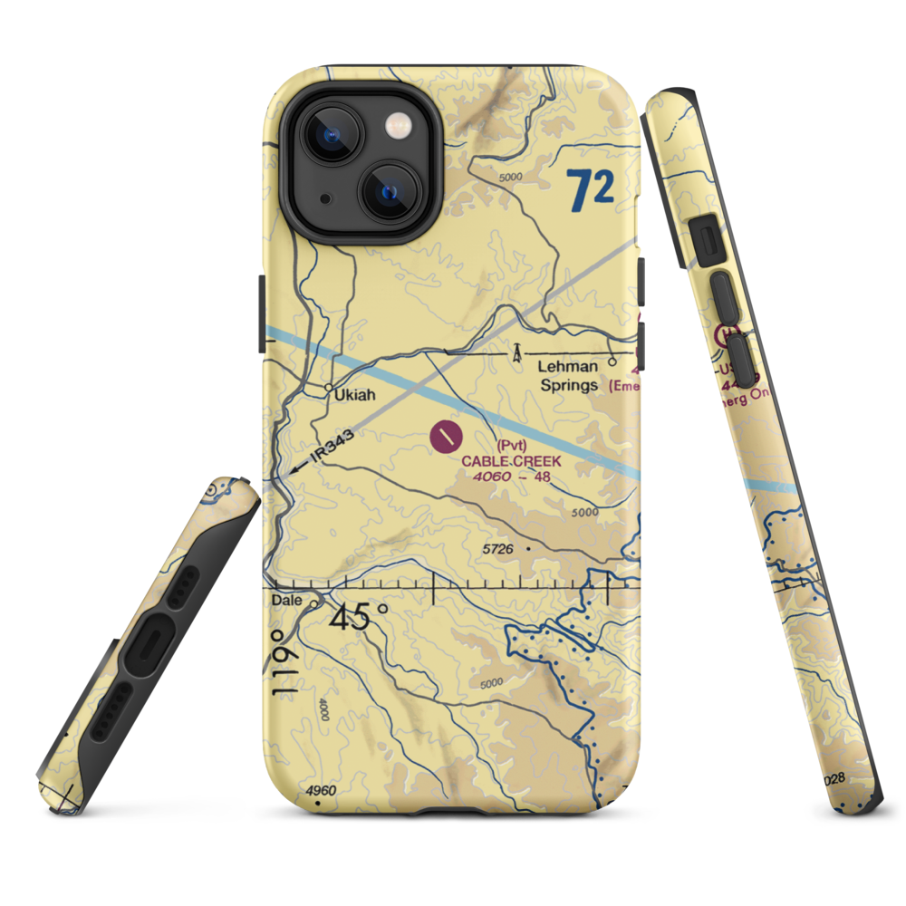 Cable Creek Ranch Airport (96OR) VFR Sectional  Tough iPhone Case iPhone 14 Plus model shown